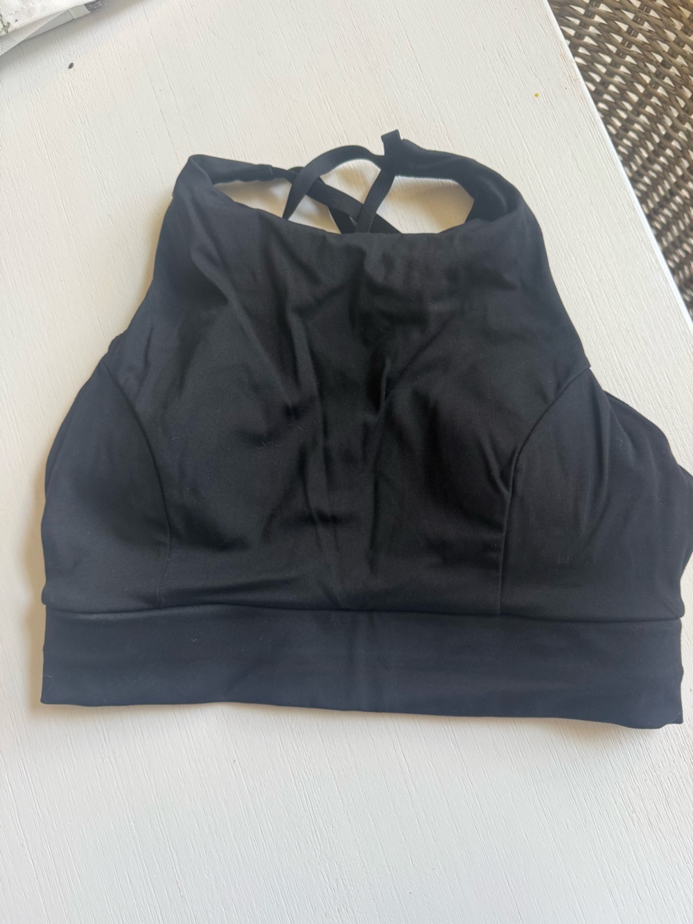 Black High-Neck Sports Bra with Strappy Back